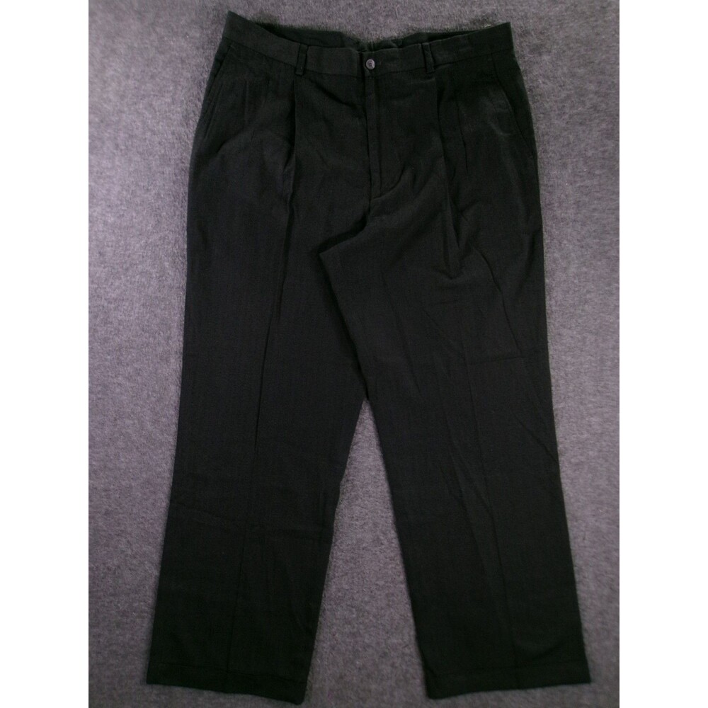 Claiborne Pants Men 38X30 Black Straight Regular Fit Office Classic Flat Front